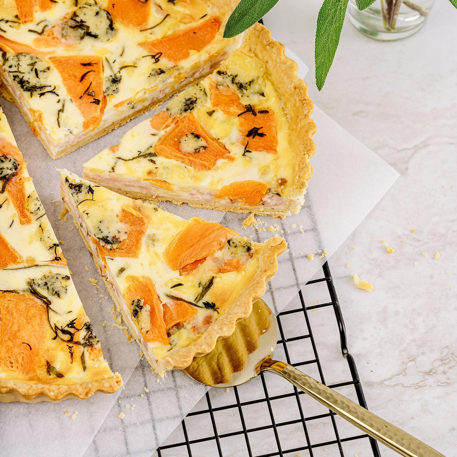 Halloween Quiche with Butternut Squash and Blue Cheese 🎃 🥧